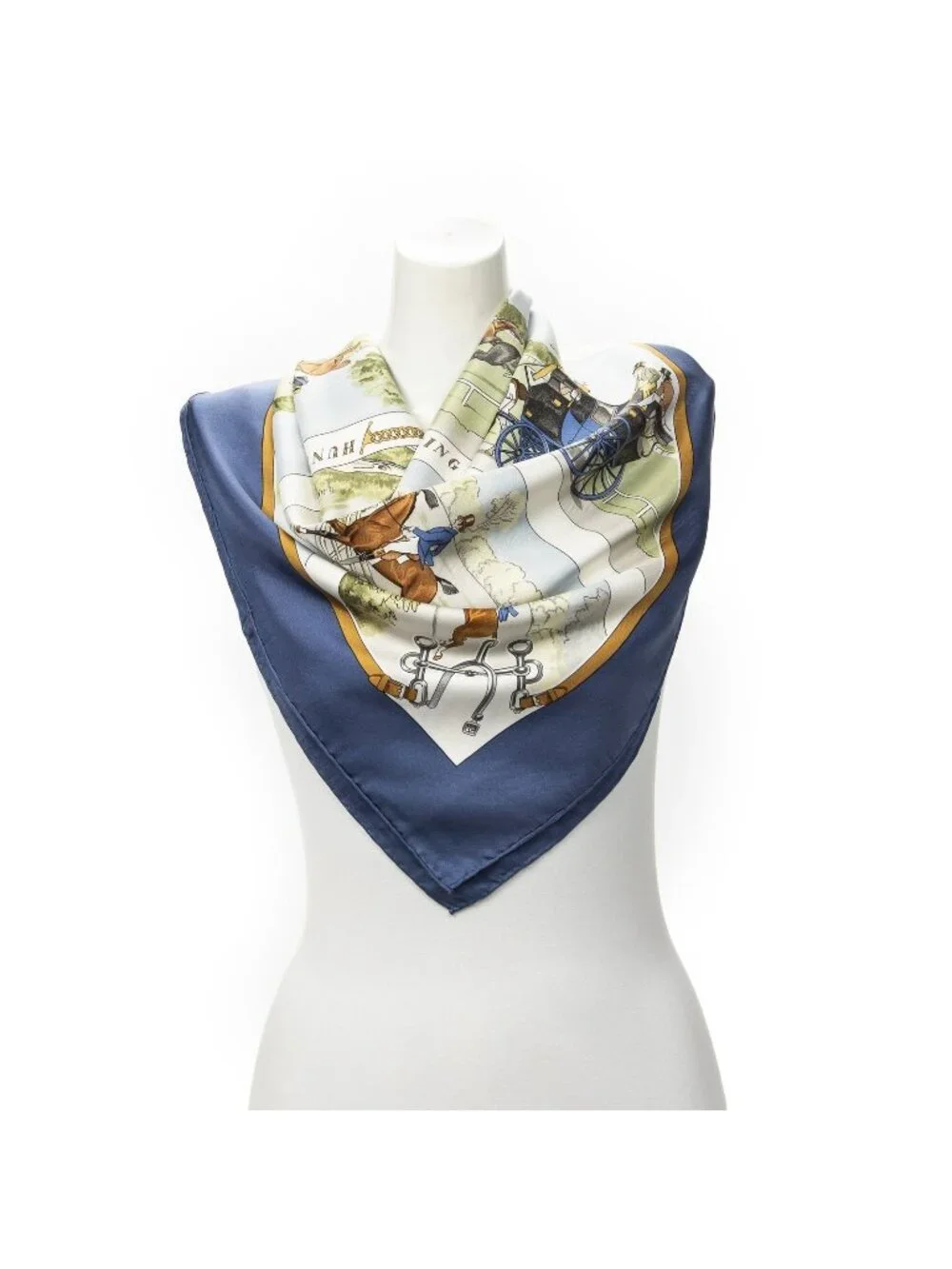 Hermes Scarf Blue Green Brown Silk